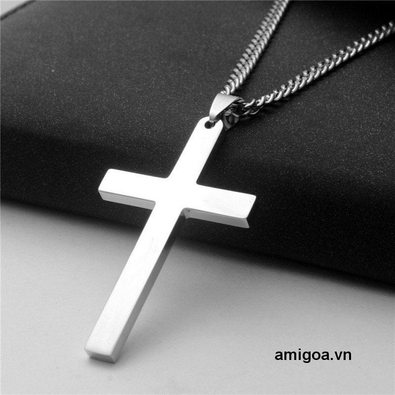 ✨✨Vòng cổ dạng dây xích với mặt hình chữ thập bằng thép titan cá tính cho nam và nữ