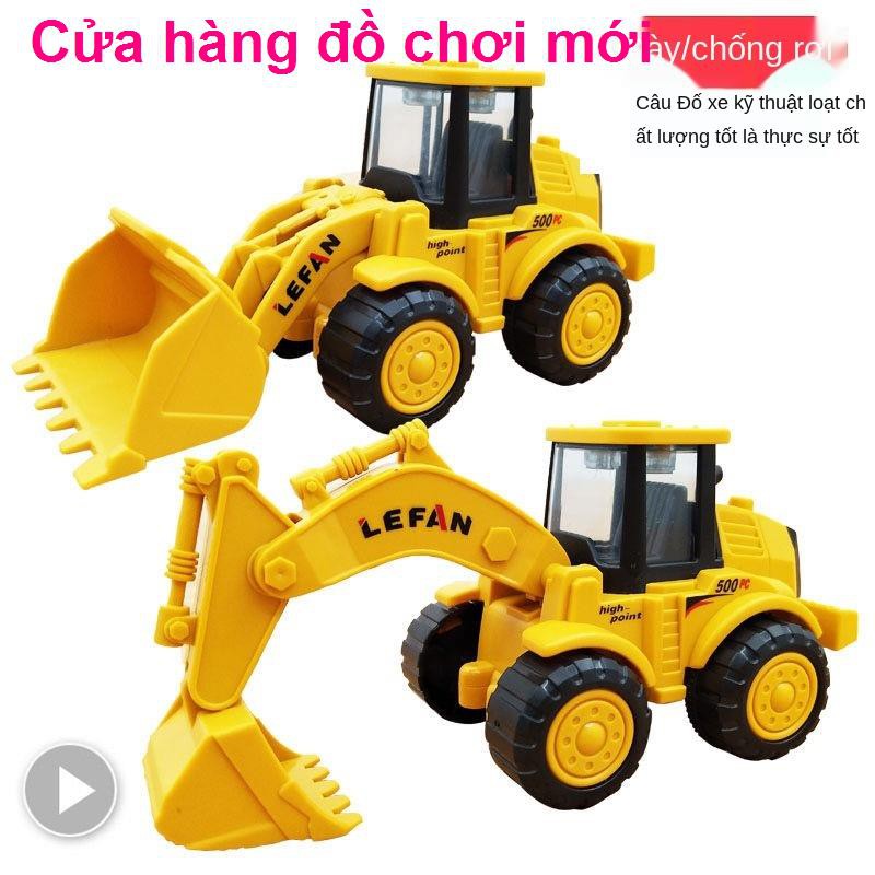 Đồ chơi máy xúc trẻ em hướng dẫn sử dụng tay quay kỹ thuật xe mô phỏng quán tính kèn nam