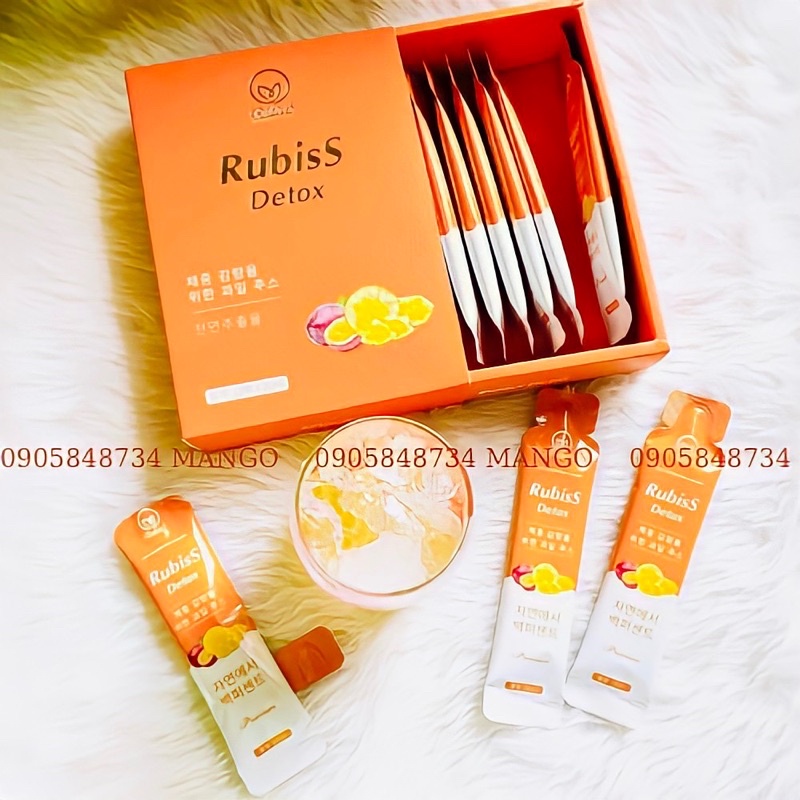 Nước uống RUBISS DETOX giảm cân trái cây dứa -chanh dây an toàn ko gây mệt mỏi giảm ngay 3-8kg sau 1 lt sd