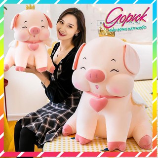 Gấu bông to thú nhồi bông heo ngồi vương miện hàng cao cấp mềm mịn | Go Pick
