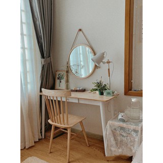 Gương Tròn Viền Gỗ Treo Dây Thừng, Gương Treo Tường Trang Trí Nhà Cửa D40