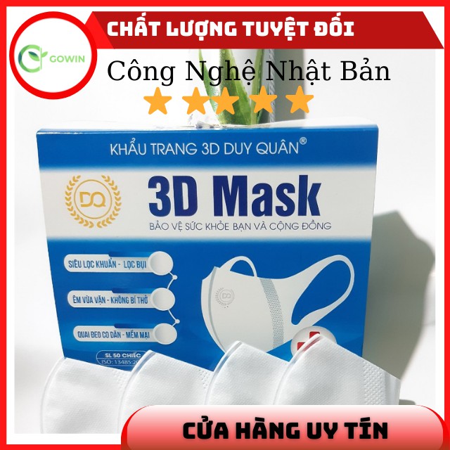 [Sale 3 ngày]]Khẩu Trang 3D Mask  Duy Quân Xuân Lai Công Nghệ Nhật Bản Hộp 50 Chiếc màu trắng