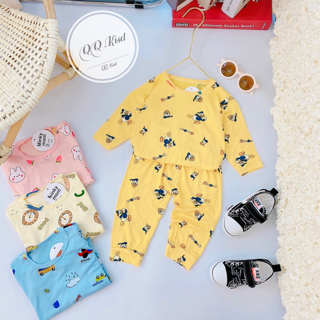 Bộ dài tay thun lạnh họa tiết Minky mom siêu mềm mát cho bé