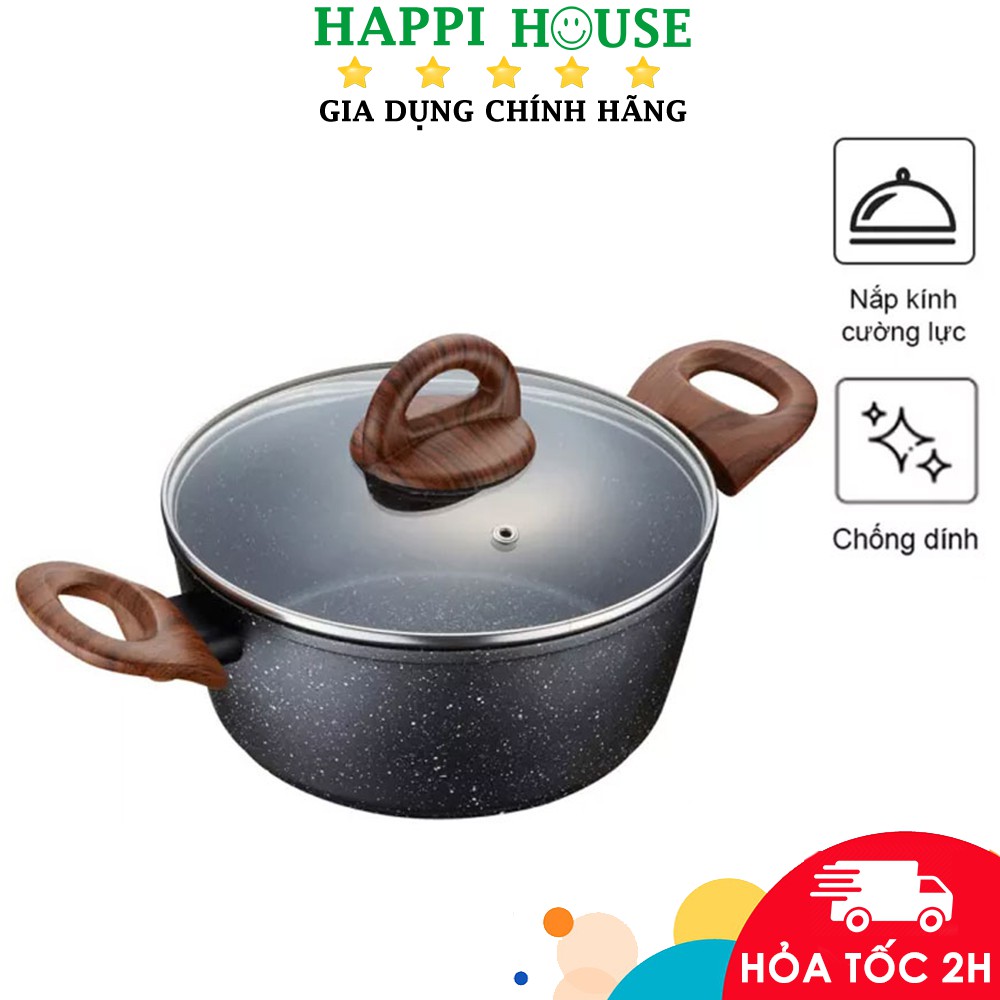 Nồi nhôm chống dính BAUM Marble 2 tay cầm Lock&Lock LBU1242(24cm) , LBU1202(20cm) - Hàng chính hãng - Happi House