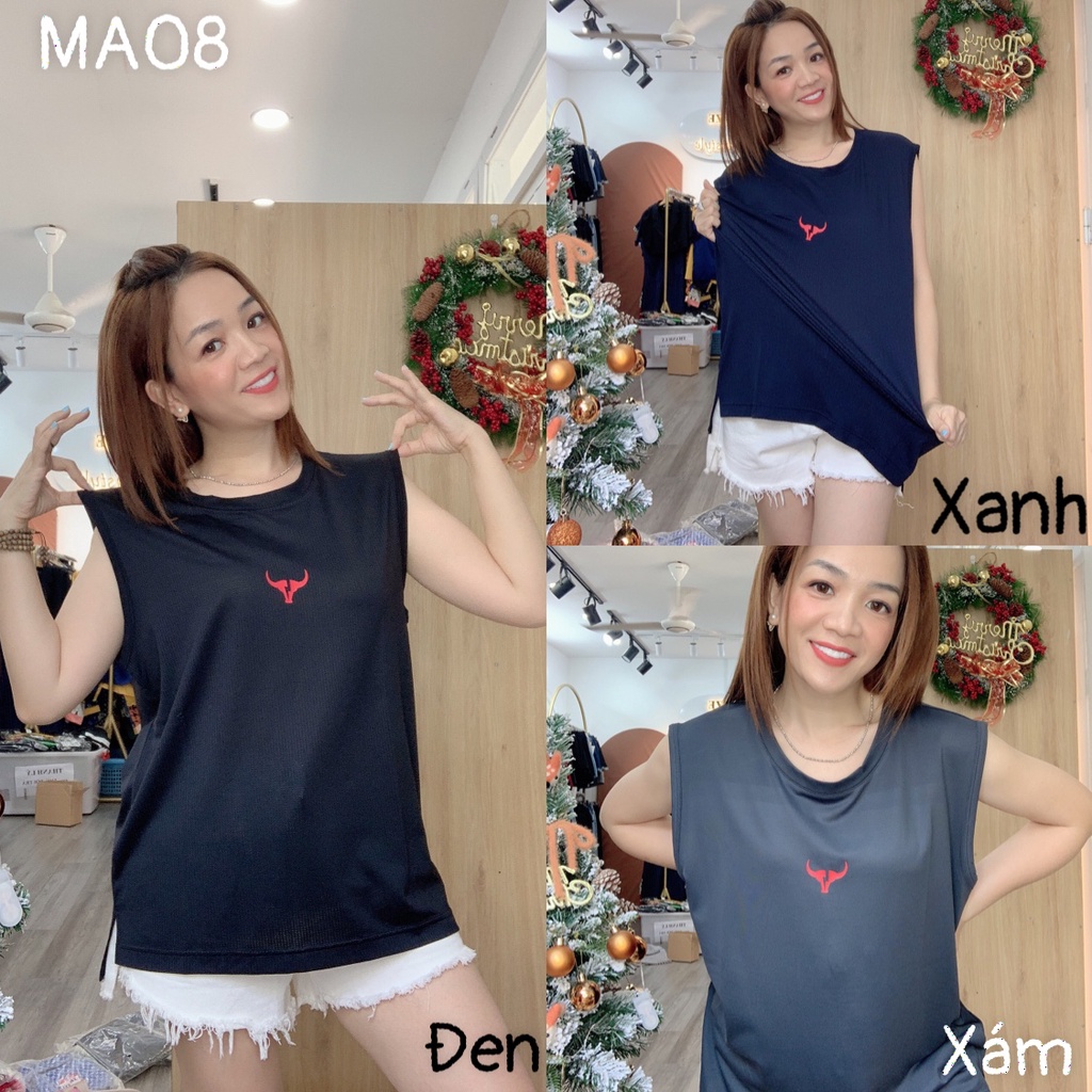 Áo sát nách thể thao BIGSIZE unisex - Logo trâu đỏ MA08