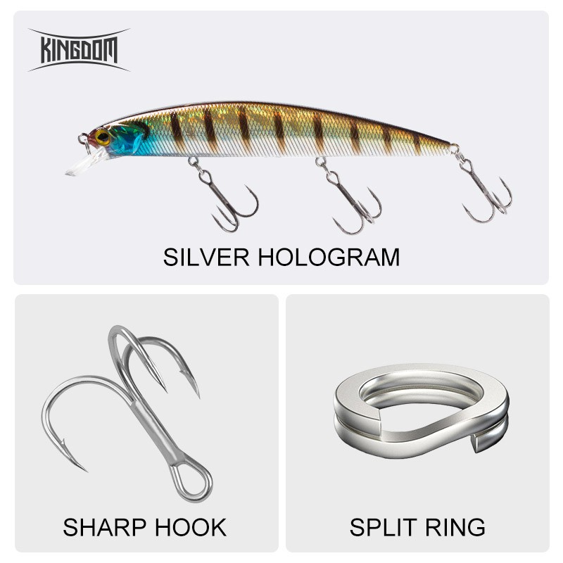 Mồi Câu Cá Giả Minnow Kingdom Cứng Dạng Nổi 130mm 20g Độ Sâu 0.8-1.5m