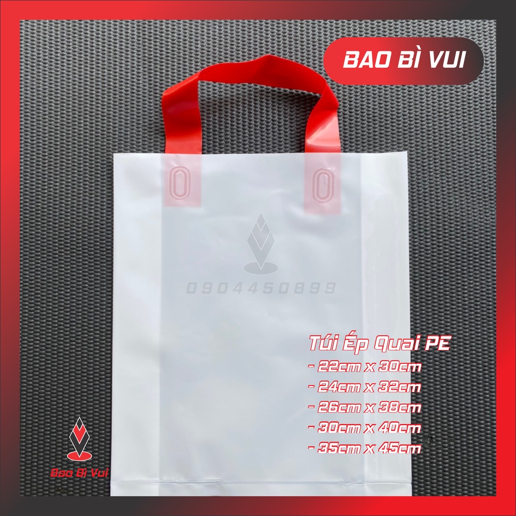Túi ép quai xách bóng dẻo cao cấp,túi bóng quai xách bền chắc - BAO BÌ VUI