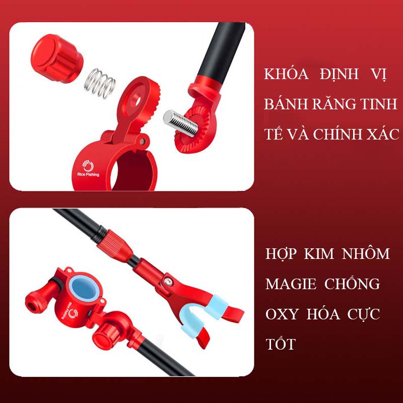 Ngoe Chống Cần Câu Đài, Gác cần Câu cá chất liệu hợp kim cao cấp Rice Fishng chuyên câu đài câu đơn siêu bền LK-8
