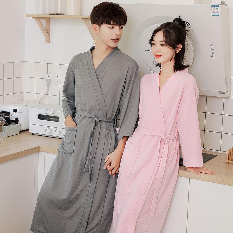 Áo choàng ngủ tay dài màu trơn thời trang xuân thu cho nam nữ