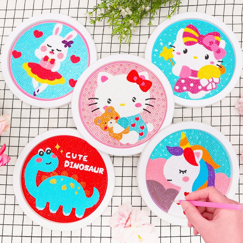 TRANH ĐÍNH ĐÁ HANDMADE KHỔ TRÒN RÈN TÍNH KIÊN NHẪN TỈ MỈ CÙNG NĂNG KHIẾU MỸ THUẬT CHO BÉ (có kèm khung tranh)