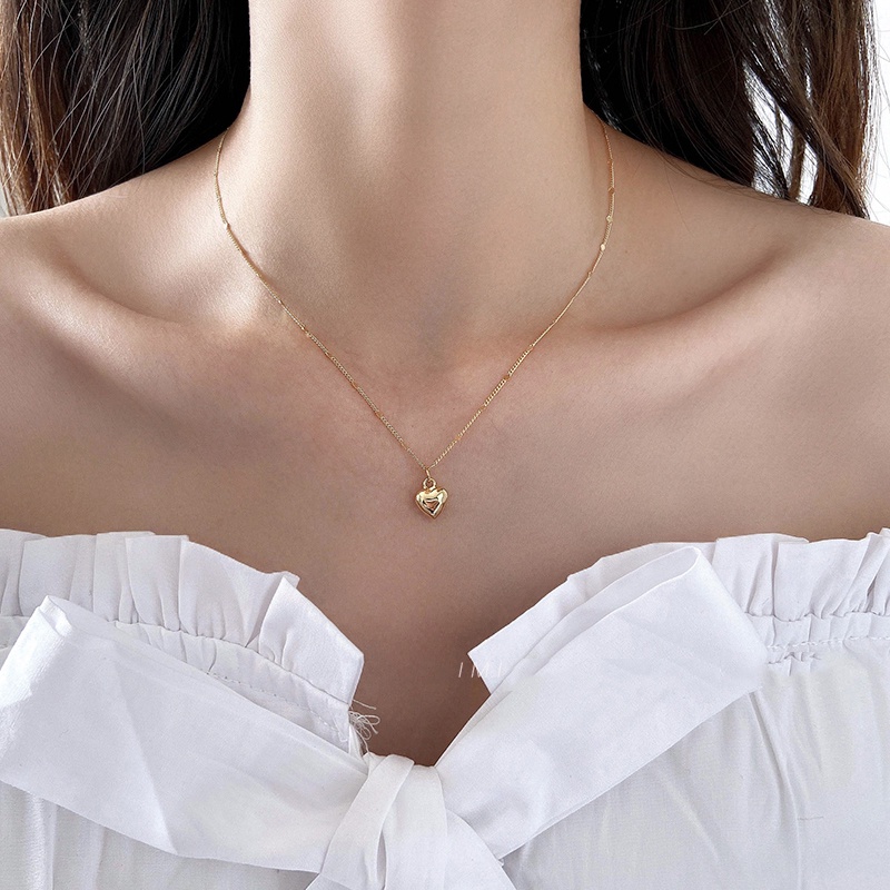 Vòng cổ Chuỗi Hạt 3D Mặt Trái Tim Phong Cách Hàn Quốc Cho Nữ