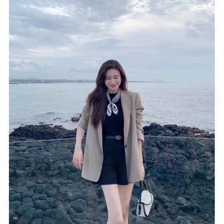 ÁO KHOÁC BLAZER NỮ ZR - ĐEN BE KẺ