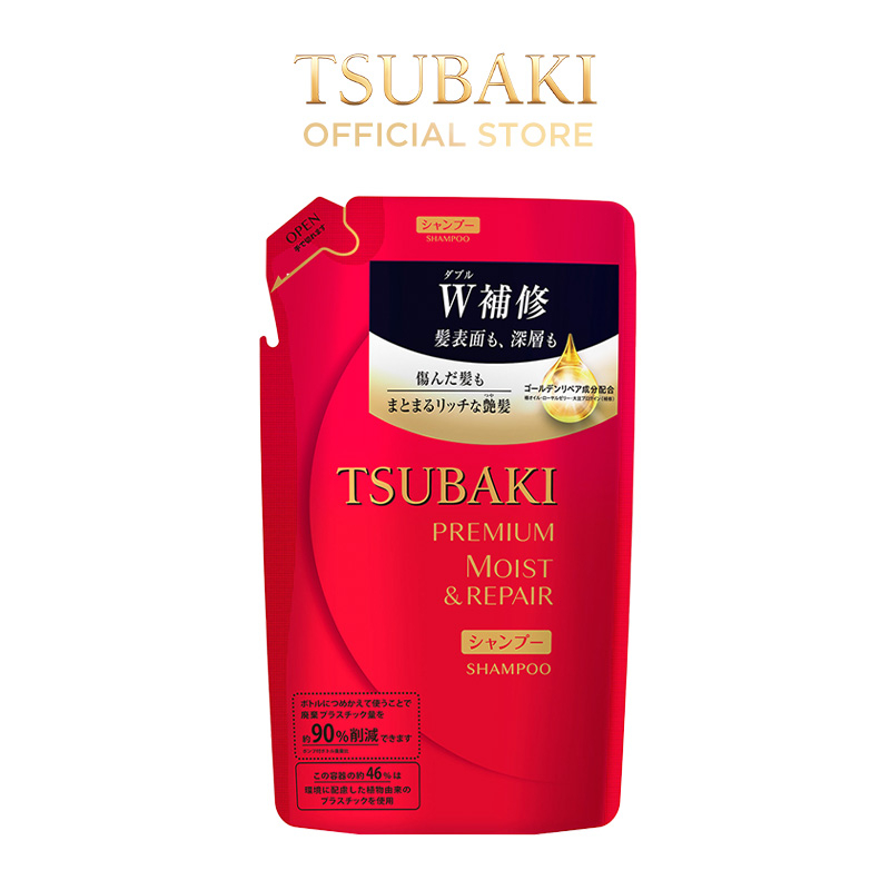 Gói Refill Dầu gội Dưỡng tóc bóng mượt Premium Moist Tsubaki 330ml