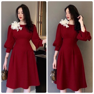 Đầm tay phồng tag hoa