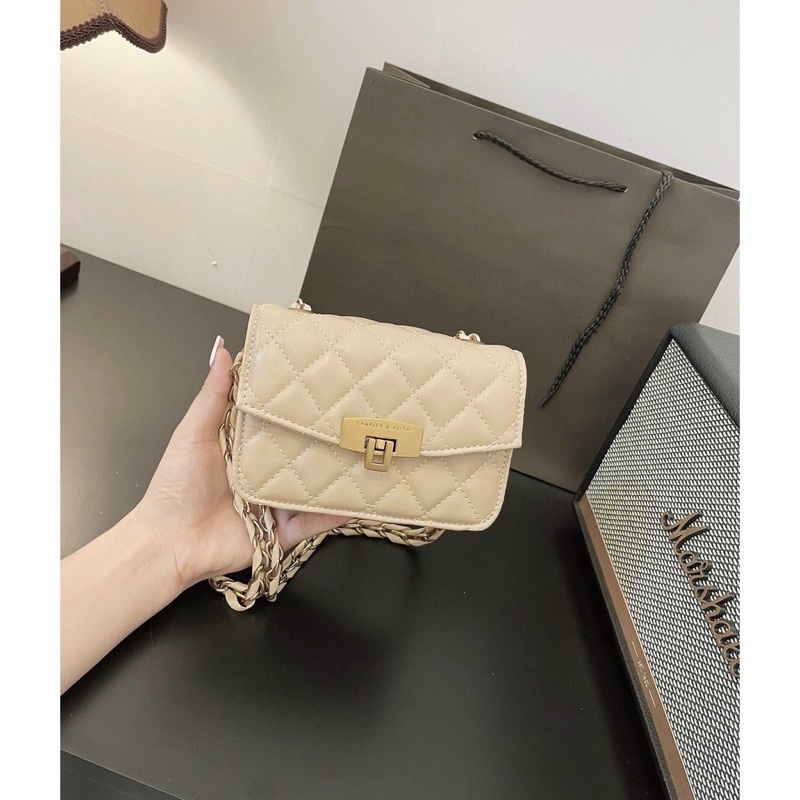 Túi xách nữ mini giá rẻ thêu trám khoá gập vàng Zuliashop8386