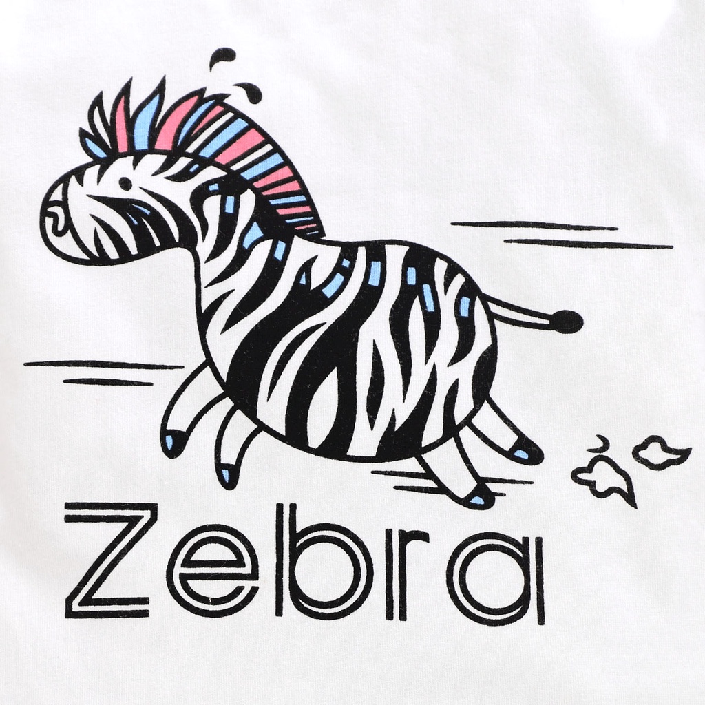 Bộ đồ 3 món MIKRDOO gồm áo liền quần dài tay in họa tiết ngựa vằn + quần + mũ phong cách mùa thu cho bé sơ sinh