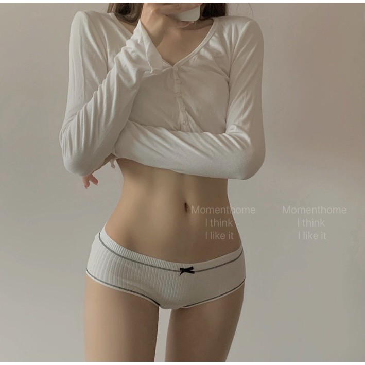 Quần lót cotton viền sắc màu đính nơ Cristal N2-02