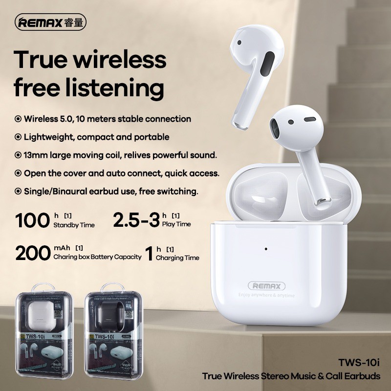 Tai nghe Bluetooth True Wireless Remax TWS-16 TWS-7 TWS-21 TWS-22 TWS-18 TWS-10i TWS-2S TWS-30 kèm dock sạc các loại