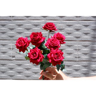 Hoa hồng nhung vải chùm 7 bông đẹp