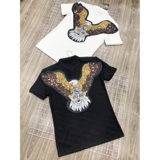 [ GIẢM GIÁ ] Áo thun polo nam nữ Gucciis hình chim đại bàng - chim ưng đính đá kim sa cực chất, vải cotton mịn