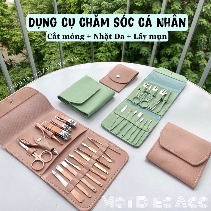 Bộ dụng cụ cắt móng tay kềm bấm nhặt da nặn mụn dũa nhíp làm đẹp siêu bền