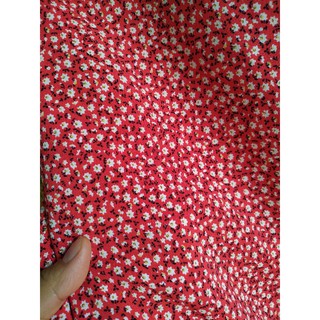 Lụa Nhật hoa nhí đỏ