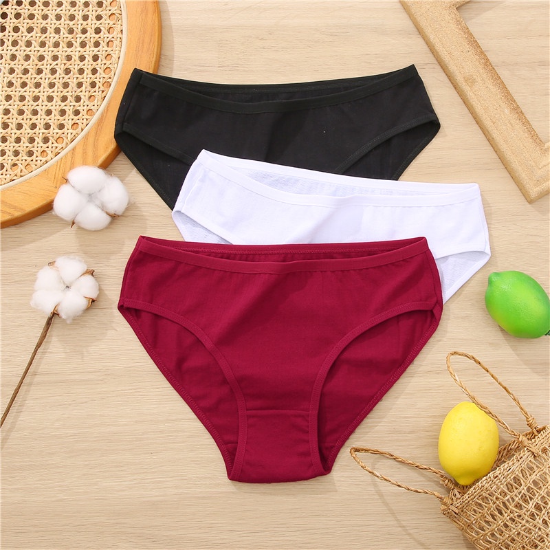 Cute Byte Bộ 3 Quần Lót Cotton Lưng Thấp Thoải Mái Dễ Thương Cho Nữ