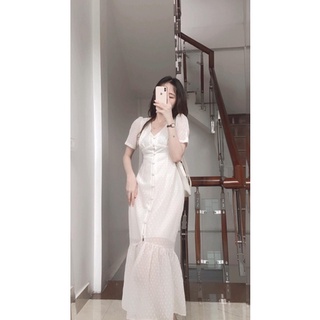 MAXI TRẮNG PHỐI NÚT ĐUÔI CÁ