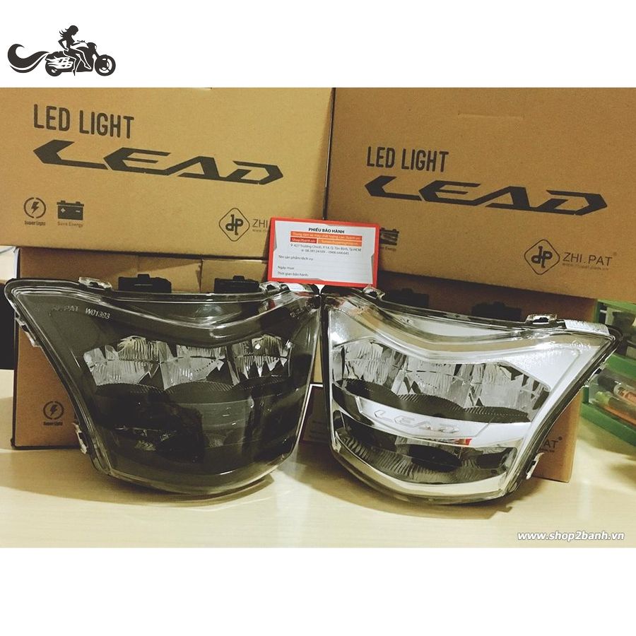 Đèn Pha Led Xe Lead 2 Tầng Bản 2013-2016 &amp; 2017-2018 Chính Hãng Zhi.Pat, Cao Cấp, Siêu Sáng. Màu Trắng Bạc &amp; Đen Khói