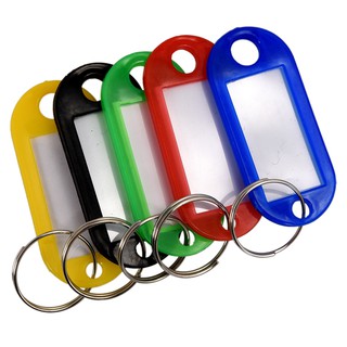 50 Pcs Plastic Keychain Key Tags ID Label Name Tags Split Ring