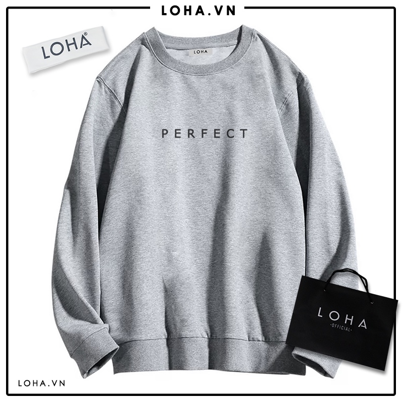 Áo Sweater PERFECT Basic Form Rộng áo nỉ Nhật cao cấp dài tay Unisex LOHA
