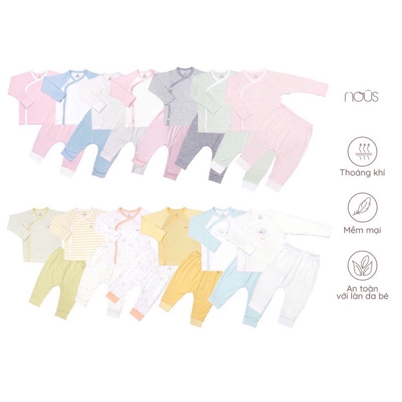 Bộ dài tay cài lệch sơ sinh  các hãng Nous/ Ualarogo / Bu baby / Lapomme / Sóc Baby