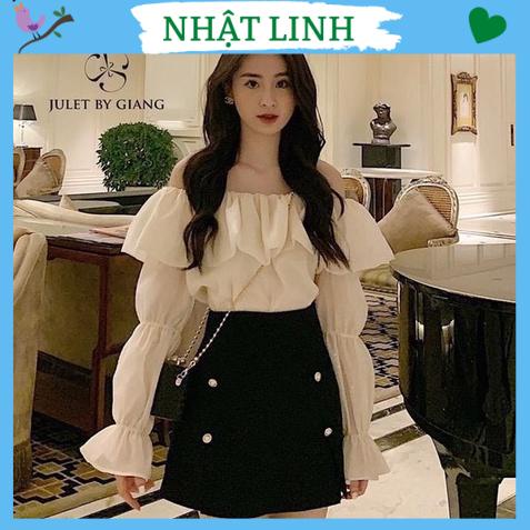 Chân váy chữ A NHẬT LINH thiết kế dáng ôm phối 2 hàng cúc đá sanh chảnh xẻ tà sexy quyến rũ - CV564