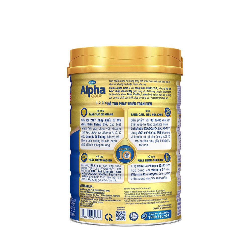 Sữa bột Dielac Alpha IQ Gold 2 Sữa Non 400g Mới