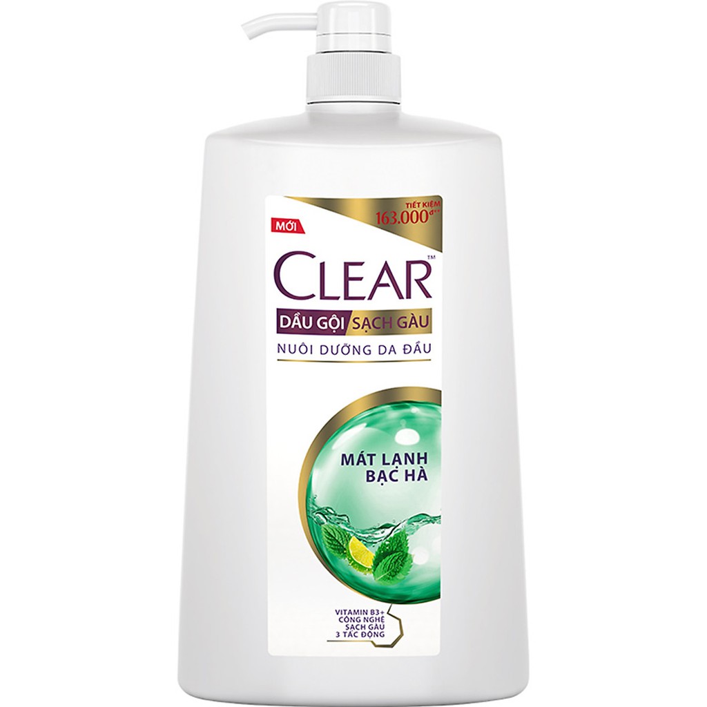 Dầu gội sạch gàu nuôi dưỡng da đầu Clear Mát Lạnh Bạc Hà 1.4kg