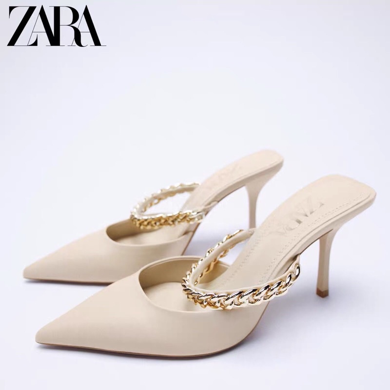 GIÀY CAO GÓT ZARA MÀU KEM QUAI XÍCH HÀNG TUỒN