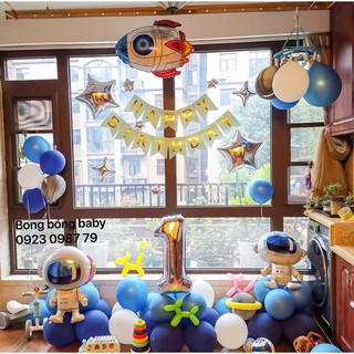 Set bong bay trang trí sinh nhật cho bé - Tặng kèm bơm tay và keo dán