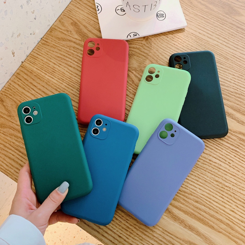 Ốp điện thoại silicon dẻo màu trơn bảo vệ Camera cho iPhone 6s 7 8 plus 11 pro max XR XS max