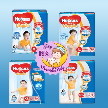 Bỉm Huggies quần đủ size M74/L68/XL62/XXL56(Bao bì mới)