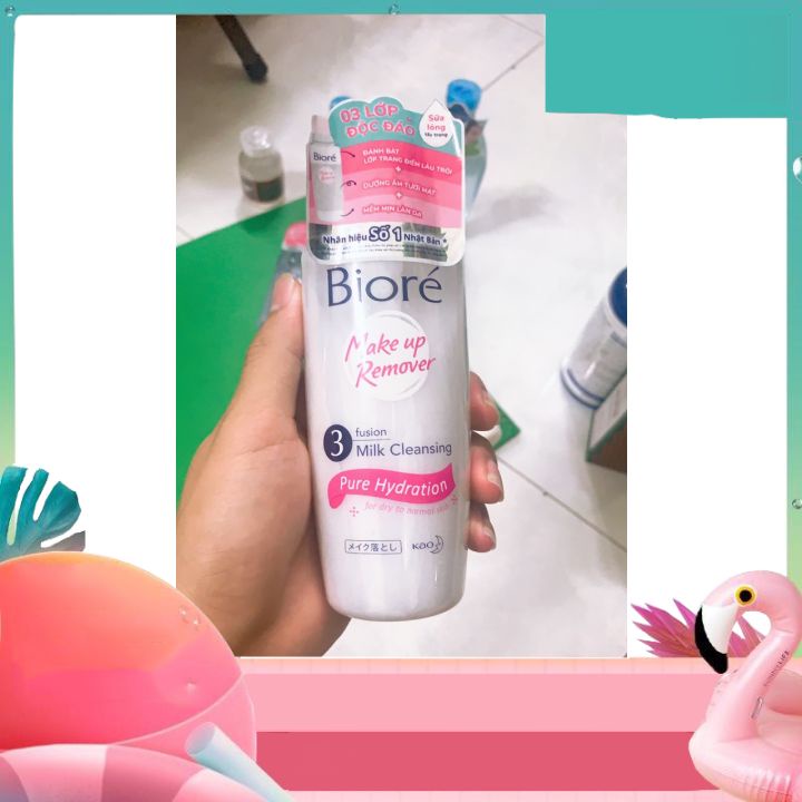 Sữa Tẩy Trang Biore 3 Fusion Milk Cleansing Acne&amp; Pore Care 3 Lớp🥑🥑🥑 Sạch Sâu Ngừa Mụn 300ml -sạch nhờn -không bị khô da