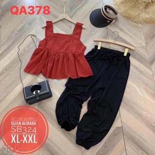 Bigsize 60kg-85kg. Set áo 2s pelum lụa cam QUẦN ALIBABA . Bigsize XL.2X. Mã SB324. Khách ib để được tư vấn chọn size.