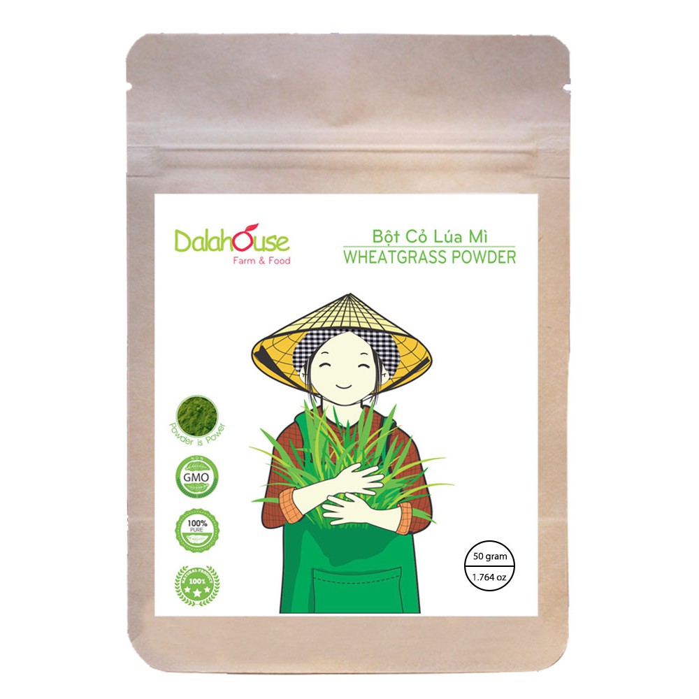 (Bán sỉ) Bột cỏ lúa mì nguyên chất Dalahouse túi 50g - NPP Tâm Dược Thảo