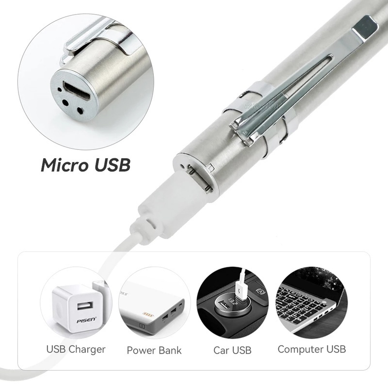 Bút Đèn Pin LED Y Tế Cầm Tay Sạc USB Mini Siêu Sáng