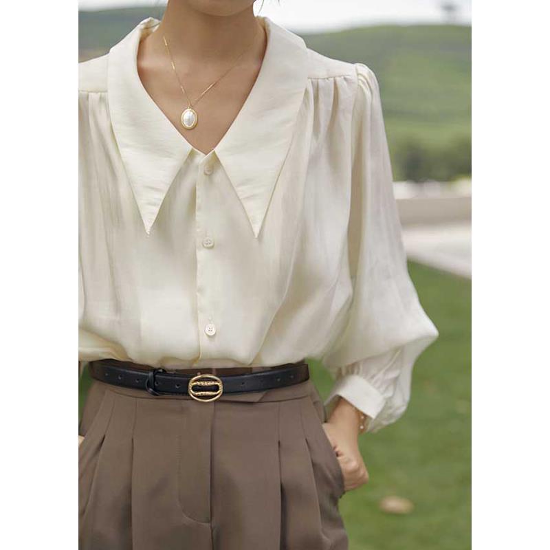 Áo sơ mi tay phồng phong cách retro Pháp thời trang mùa thu cho nữ