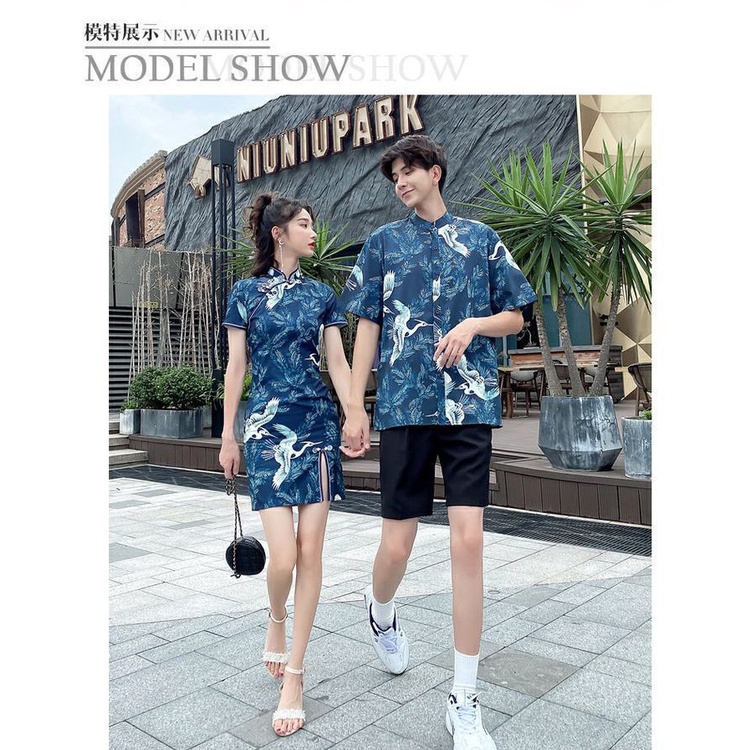 Sườn Xám Cách Tân Ôm Dáng Phong Cách Trung Hoa Thời Trang Mùa Hè Cho Cặp Đôi