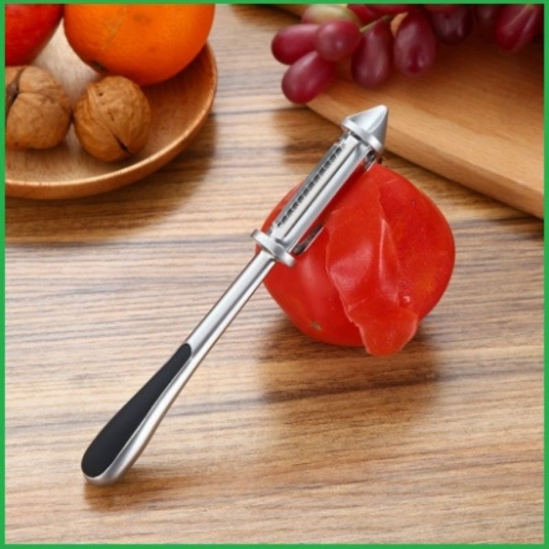 Dụng cụ dao nạo gọt củ quả 5in1 chất liệu thép không gỉ, tay nắm chắc chắn an toàn tiện lợi khi sử dụng