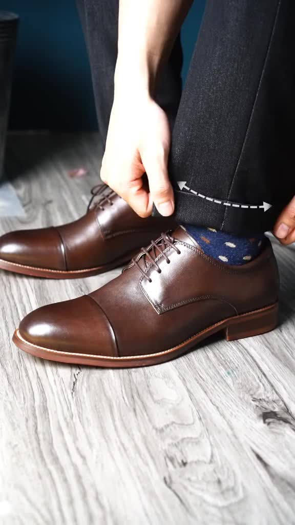 Giày tây công sở nam OXFORD ROBERTO màu nâu, giày văn phòng da bò thật TONKIN | BigBuy360 - bigbuy360.vn