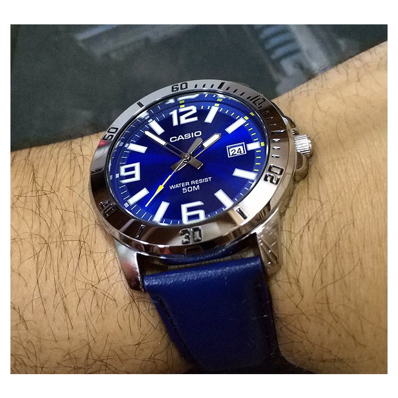 Đồng hồ nam dây da Casio Anh Khuê MTP-VD01L-2BVUDF