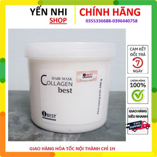 Hấp dầu collagen mềm mượt ibest hũ màu trắng 600g