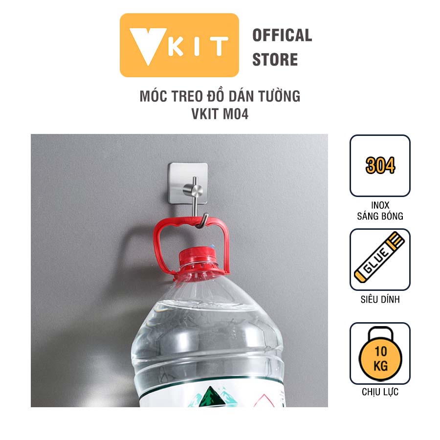 Móc treo đồ dán tường Inox, chịu lực VKIT M04